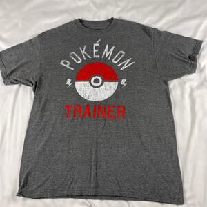 Pokemon Mens T Shirt Size Large Gray Pokemon Trainer Graphic Shirt Short Sleeve
